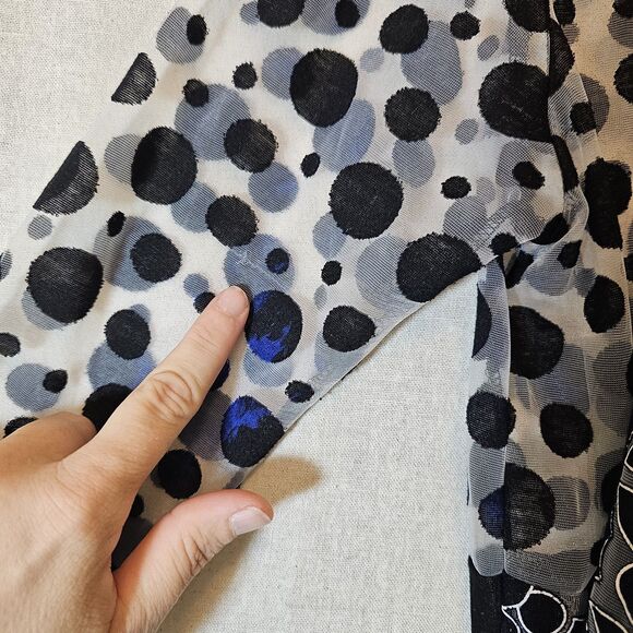 Anis A Cardigan Women Medium Black Blue 3/4 Sleeve Ruffle Fitted Sheer Boho - Picture 4 of 10